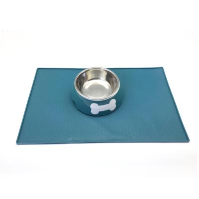 China Sustainable Custom Melamine Dog Bowl With Anti Slip Silicone Mat Printed Dog Bowl Paw With Stainless Steel Bowl for sale