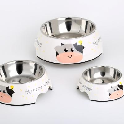 China Automatic Wholesale Pet Food Bowl Stainless Steel Dog Bowl Animal Melamine Combination for sale