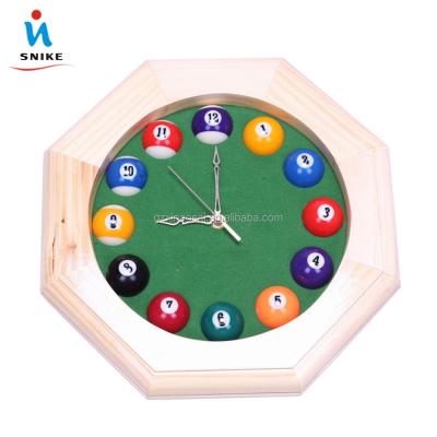 China Breathable Cheap Modern Wooden Design Pool Ball Clock For Sale for sale