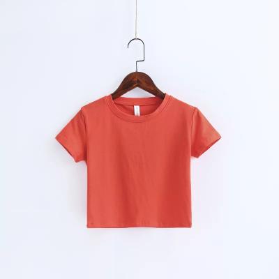 Cina Anti-wrinkle OEM Service Women 100% Cotton Crop Tops Belly Shorts T-shirts Multicolor Female Summer Tops Custom Made Wholesale in vendita