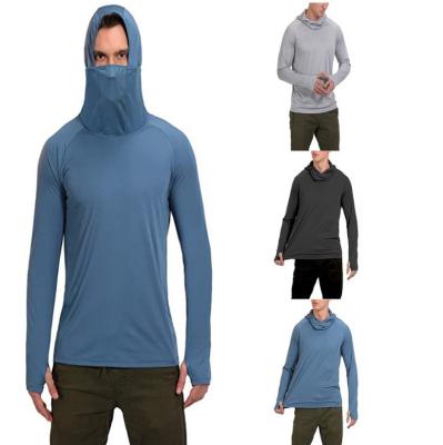 中国 White Custom Anti-UV Mens Lightweight Quick Dry Long Sleeve Fishing Shirt UV Protection Mask Fishing Hoodie Shirts 販売のため