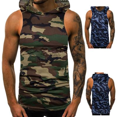 China Wholesale Custom Hooded 100% Polyester Mesh Tank Tops QUICK DRY Sublimation Mens Camouflage T-Shirts Full Print Sports Vests For Men for sale