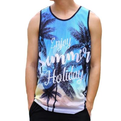 China QUICK DRY Mens Sublimation Print Marathon Tank Tops Custom Print Large Quick Dry Mesh Sports Vest Singlet Summer Basketball Running Vests en venta