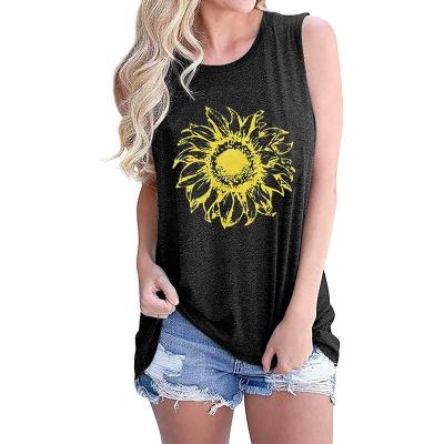 Cina Wholesale QUICK DRY graphic cotton tank women crew neck sleeveless 100% causal T-shirts summer wear hip hop street custom vest in vendita