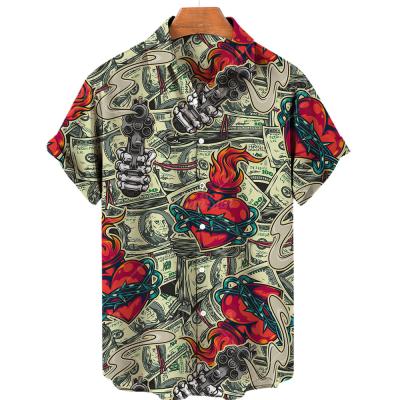 China Anti-pilling Men Short Sleeve Full Print Beach Shirts Custom Designing Casual Beach Wear Summer Fashion Street Shirts Buttons Up Mens Shirts en venta