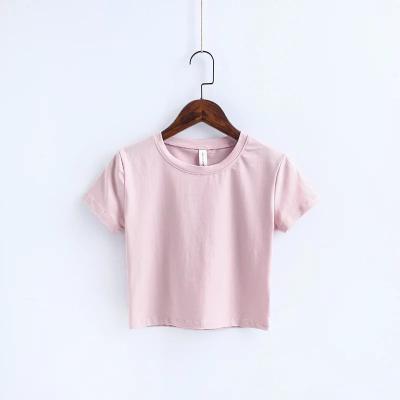 Cina Anti-Wrinkle Women Lace Solid Color Extra Short Female Cotton Short Sleeve Crewneck Tees Custom Made T-Shirts Manufacturer in vendita