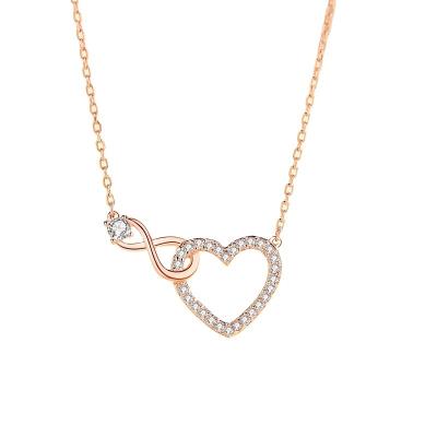 China CLASSIC Wholesale High Quality Ribbon charm Infinity Love Knot Heart Crystal Necklace Jewelry for Women for sale