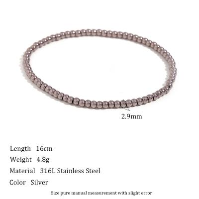 China CLASSIC 3mm 4mm 5mm 6mm 18K Gold Plated Stretchable stack Beaded Elastic Ball Soco Bracelet Stainless Steel Jewelry for sale