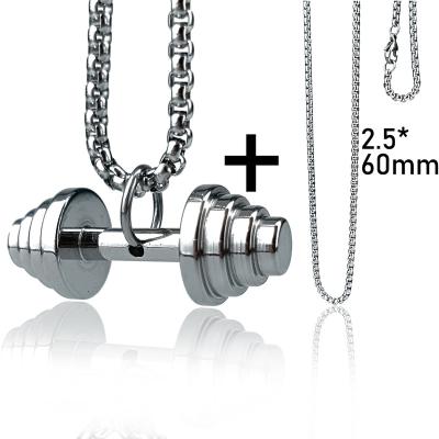 China CLASSIC Wholesale European American Stainless steel Gift Jewelry Fitness Dumbbell Barbell Sports Jewelry for Men for sale