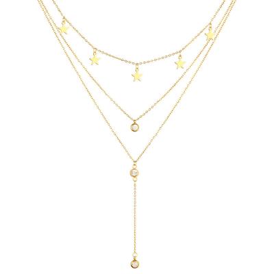 China CLASSIC Wholesale manufacturing Gold layered star crytal charms necklace in Stainless Steel Jewelry for sale