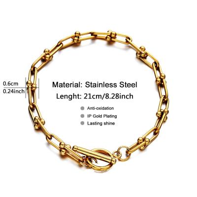 China CLASSIC Wholesale manufacturing U shape bead ins designer Retro U shaped OT buckle bracelet bead Stainless Steel Jewelry for Women for sale