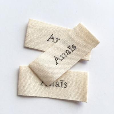 China Sustainable Eco - Friendly Cotton Labels Custom Logo Care Label Garment Printed Cotton Label For Clothing for sale