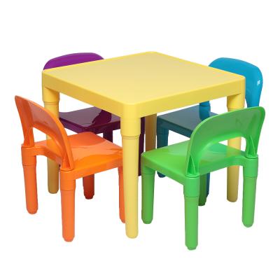 China Modern Plastic Table And Chair Set For Kids One Modern Four Days 5-7 Mordern Door To Door Desk And Cardboard Chairs for sale