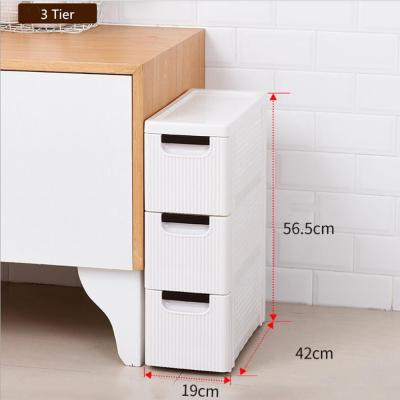 China 3-Tire Storage Rolling Cart Organizer Unit With Wheels Shrink Slim Container Storage Cabinet For Bathroom Bedroom for sale