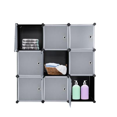 China (Size) 9-Cube DIY Adjustable Plastic Cabinet, Modular Units Organizer, Storage Book Shelves Shelving with Doors for sale