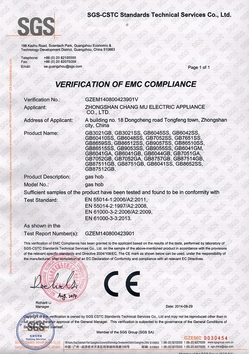 CE - Zhongshan Gold Brand Electric Appliance Co., Ltd.