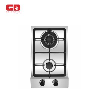 China Hotel Built-in 2 Burner Kitchen Appliances 201 Stainless Steel Gas Hob for sale