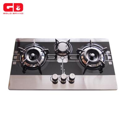 China Stainless Steel 3 Burner Gas Hob With Steel Panel For Kitchen Appliance for sale