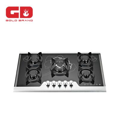 China Ceramic/Glass Built-in Gas Cooker/Glass Top Built-in Hob Gas Cooker 5 Burners Tempered Glass Gas Stove for sale