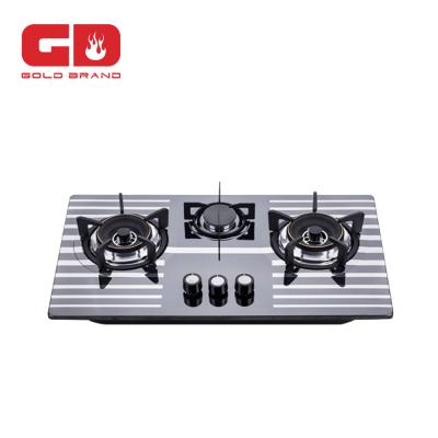 China Newest Design Stainless Steel 3 Burner Stainless Steel Panel Gas Hob for sale