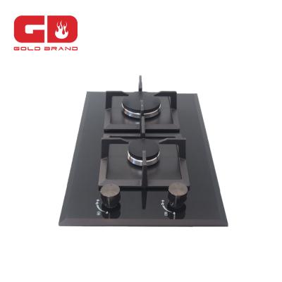 China Two Burner Tempered Glass Ceramic / Glass Gas Stove for sale