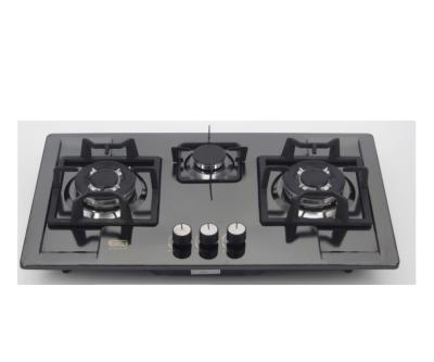 China Hotel Built In 3 Burner Stainless Steel Panel Gas Cooker for sale