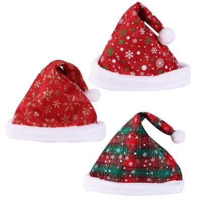 China Festival Stuff New Christmas Hats Christmas Plaid Snowflake Design Christmas Decoration Red And Green Theme for sale