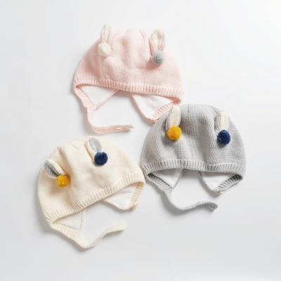 China 2020 New Dobby Design Winter Knitted Hats Ear Hats Very Soft Cute Baby Gift for sale