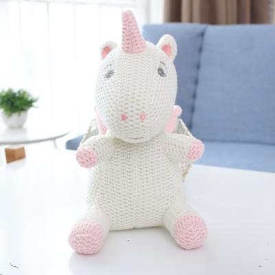 China Baby Playing Doll Hot Sale Knitted Unicorn Crocheted Stuffed Baby Toys Knitted Quilt Doll for sale