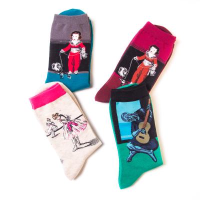 China H 002 Antibacterial Happy Design Colorful Cotton Crew Dress For Men Art Socks for sale