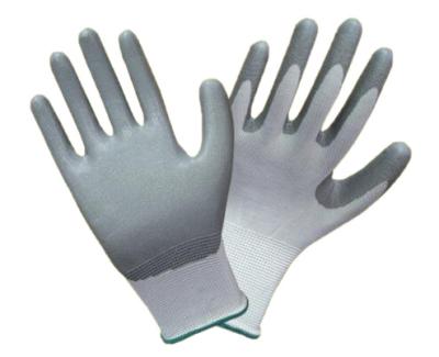 China PPE EN388 13 Gauge Polyester Gloves Nitrile Coated Gloves With Nitrile Safety Coating Gloves for sale