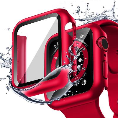 China Hot Selling Waterproof Tempered Glass Watch Cover Waterproof Case For Apple Watch 44mm 40mm for sale