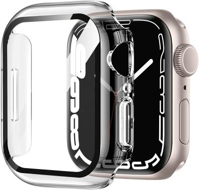 China Wholesale 41mm 45mm Tempered Glass Cover PC Anti-scratch Shockproof Watch Case For Apple Watch Series 7 for sale