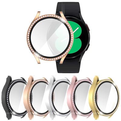 China Luxury Anti-scratch Diamond Watch Case Glass Screen Protector Cover For Samsung Galaxy Watch 4 44mm 40mm Watch Bumper Case for sale