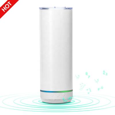 China 2021 New Arrival Viable Sublimation Music Mug Stainless Steel Empty Straight Tumbler With Wireless Speaker for sale