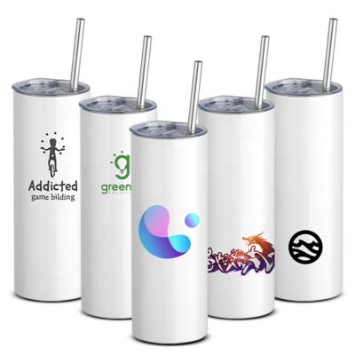 China 20oz Sublimation Viable Blank Stainless Steel Straight Tumbler With Lid And Straw for sale