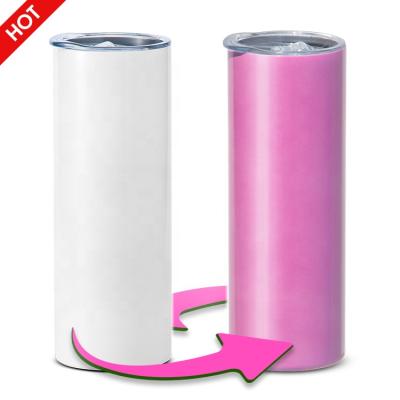 China New PORTABLE Sublimation Blank UV Color Shift Color Change 20oz White Straight Tumbler for Heat Transfer for sale