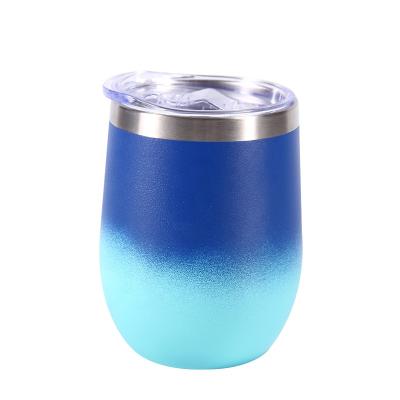 China PORTABLE Custom Printed 12oz Vacuum Mug With Sliding Stainless Steel Lid Insulated Wine Tumblers for sale