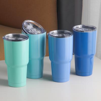 China 30oz Double Wall Stainless Steel Vacuum Thermos Travel Car Viable Custom Cafe Insulated Tumbler With Lid for sale