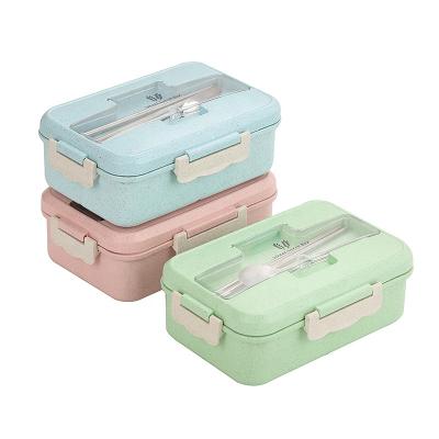 China Eco-friendly Degradable Food Grade Freshness Preservation Wheat Fiber Plastic Bento Lunch Box For Kids And Adults for sale