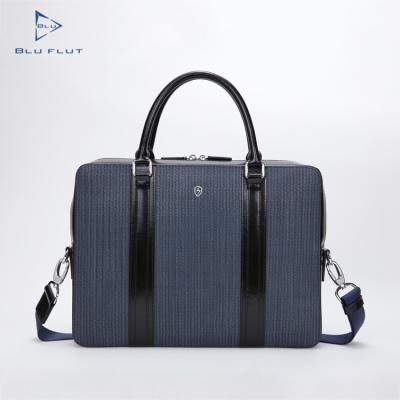 China Newest Blu Flut GENUINE LEATHER full grain leather luxury handbags for men vintage design business tote bags briefcase for sale