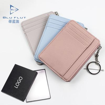 China Fashion OEM Guangzhou Jiaye Ladies Vitality Card Holder RFID Leather Minimalist Zipper Coin Purse for sale