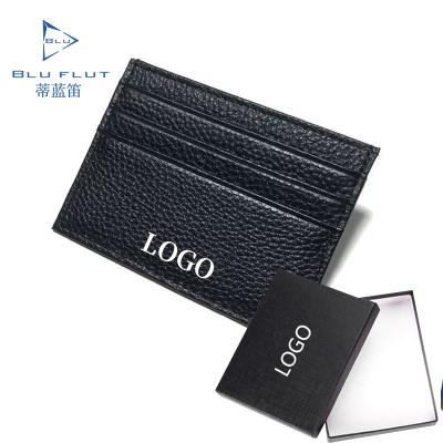 China FLUT fashion trend new solid color BLUE ladies leather lychee pattern card holder credit card ID RFID card for sale