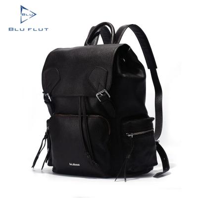 China Custom Genuine Genuine Leather Laptop Backpack BLUE OEM RFID Genuine Leather Backpack FLUT for sale