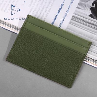 China Hot Selling Full Grain Fashion Cowhide Leather Credit Card Holders Multicolor Mini Genuine Thin Card Wallet Front Pocket Card Clip Clip. for sale