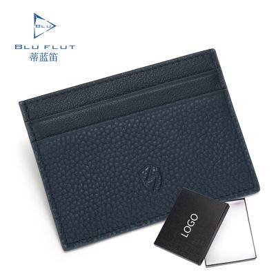 China Free Sample Luxury Genuine Leather Men's Slim Wallet Women's RFID Card Holder Custom Leather ID Card Holder Credit Card Holder for sale