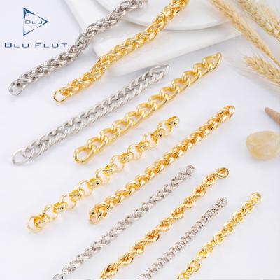 China Wholesale high quality multicolor aluminum chain accessories bag accessories fashion FLUT chain strap BLUE hardware for bag. for sale