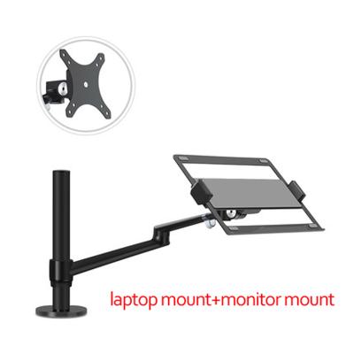 China Aluminum Alloy+ABS OL-1S 360 Rotation 2 in 1 Lapdesk Desk Bracket Dual Arms Monitor Arm Mount Stand Holder Lap Desk and Laptop Stand for sale