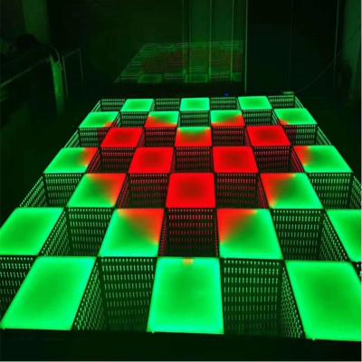 China Party RGB LED Dance Floor Panels 3D Mirror Tempered Glass Interactive Floor Starlight DJ Lighting Square 500mm for sale