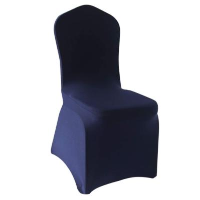 China Simple High Quality Fitted Elegant Spandex Stretch Navy Blue Banquet Hall Folding Chair Seat Cover Slip Covers For Wedding Party for sale